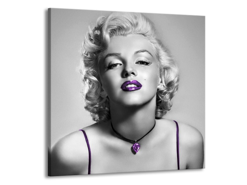 Canvas Schilderij Marilyn Monroe | Grijs, Paars, Zwart | 50x50cm 1Luik