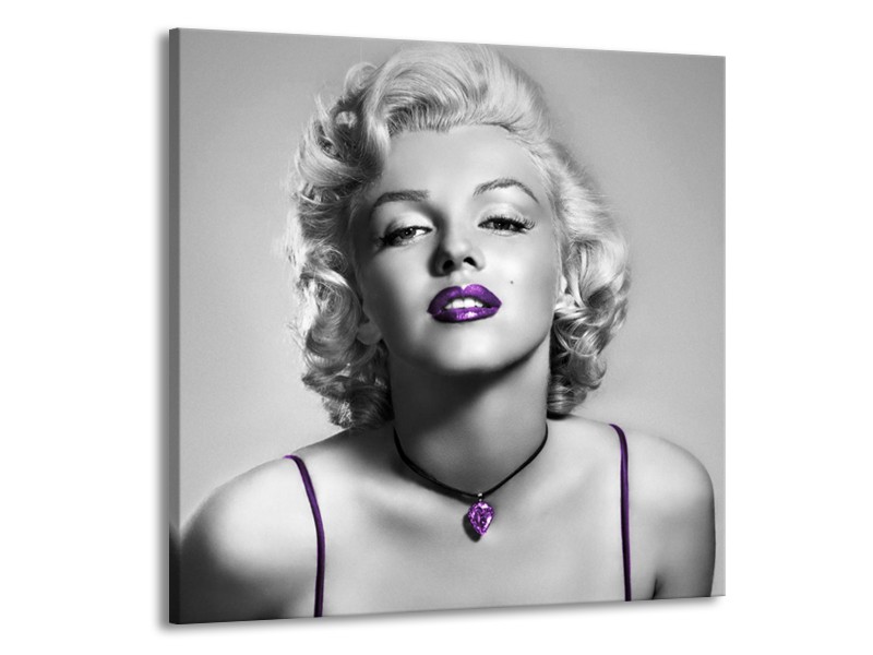 Canvas Schilderij Marilyn Monroe | Grijs, Paars, Zwart | 70x70cm 1Luik