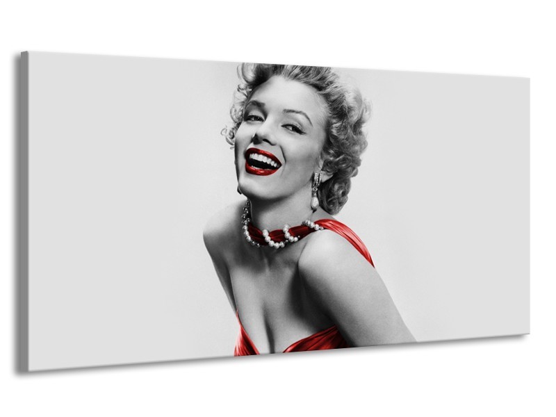 Canvas Schilderij Marilyn Monroe | Grijs, Rood, Zwart | 170x90cm 1Luik
