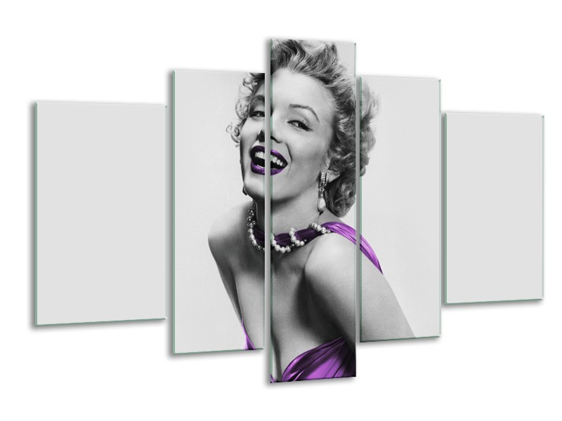 Glasschilderij Marilyn Monroe | Grijs, Paars, Zwart | 170x100cm 5Luik