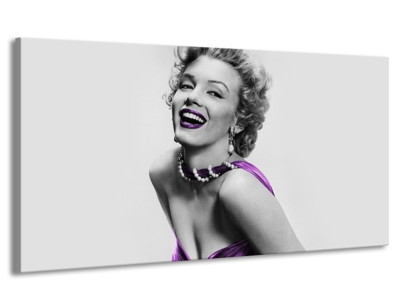 Canvas Schilderij Marilyn Monroe | Grijs, Paars, Zwart | 170x90cm 1Luik