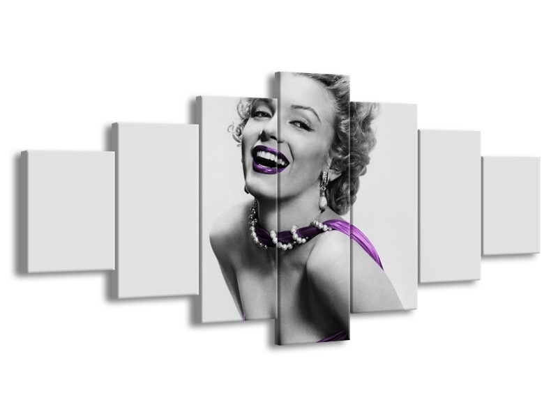 Glasschilderij Marilyn Monroe | Grijs, Paars, Zwart | 210x100cm 7Luik