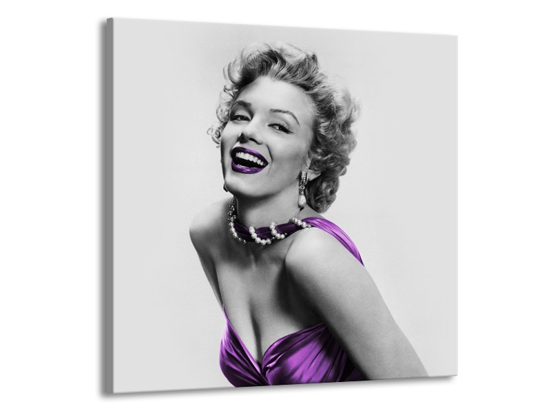 Canvas Schilderij Marilyn Monroe | Grijs, Paars, Zwart | 50x50cm 1Luik