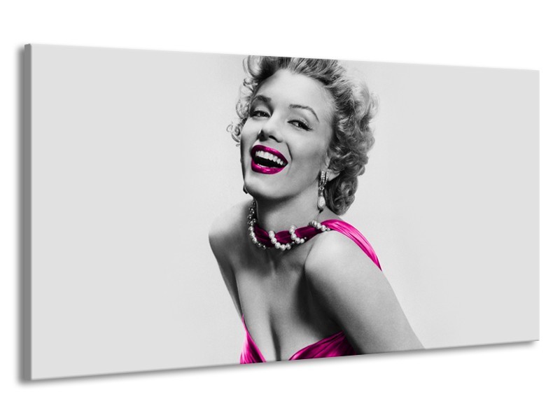 Canvas Schilderij Marilyn Monroe | Grijs, Roze, Zwart | 190x100cm 1Luik