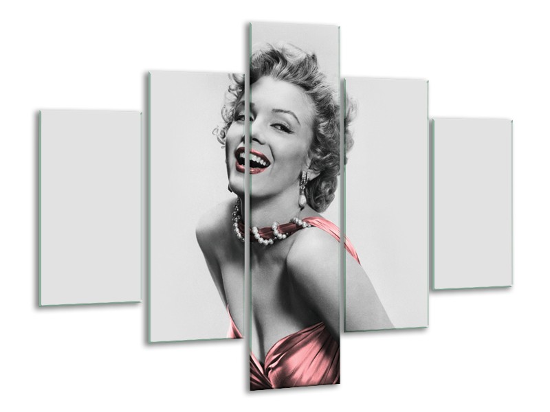 Glasschilderij Marilyn Monroe | Grijs, Zwart | 100x70cm 5Luik