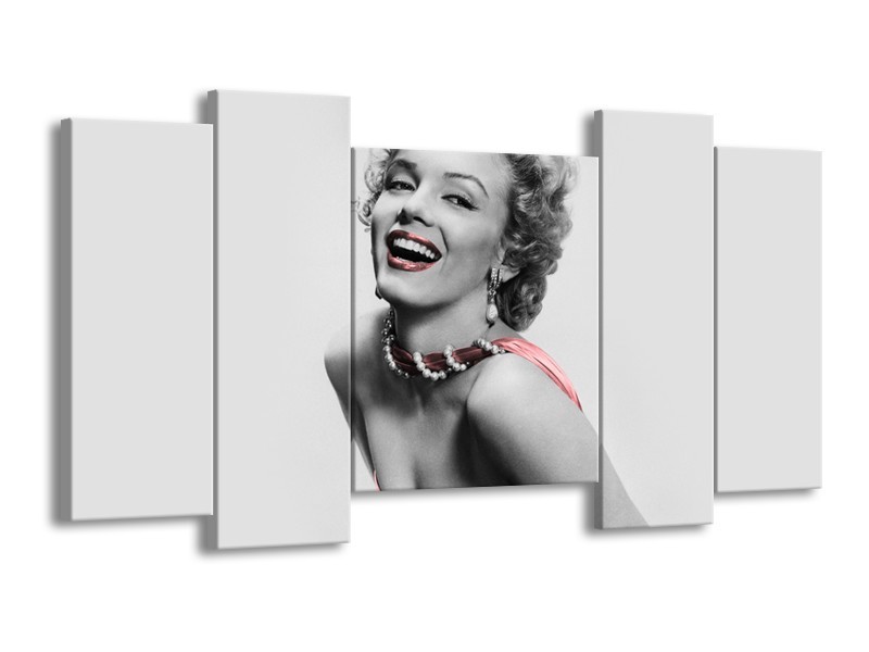 Canvas Schilderij Marilyn Monroe | Grijs, Zwart | 120x65cm 5Luik