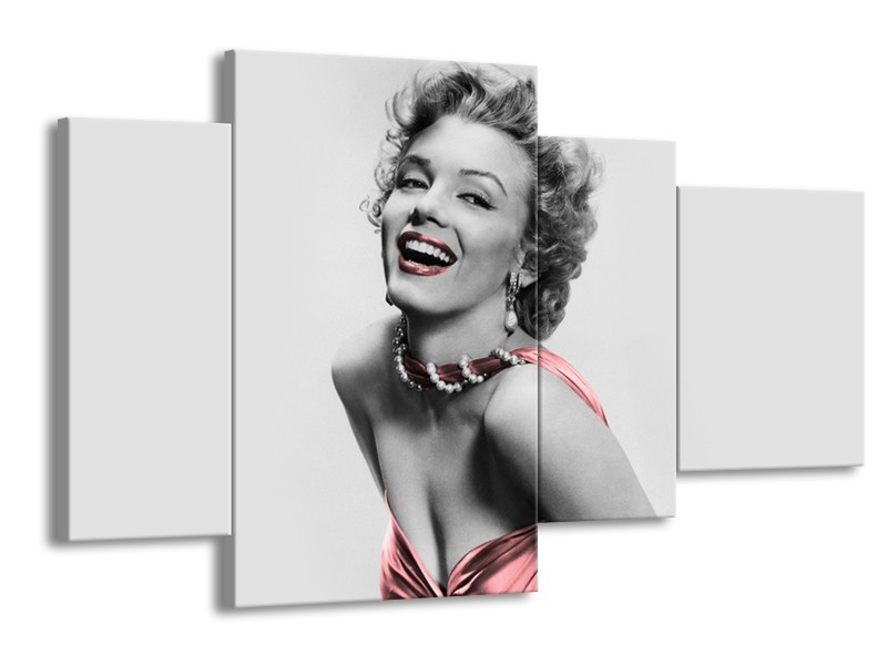 Glasschilderij Marilyn Monroe | Grijs, Zwart | 120x75cm 4Luik