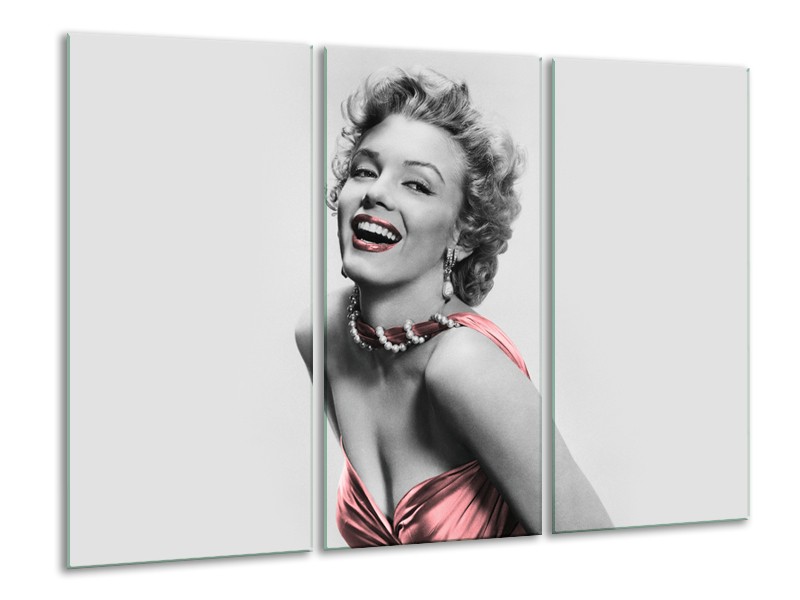 Glasschilderij Marilyn Monroe | Grijs, Zwart | 120x80cm 3Luik