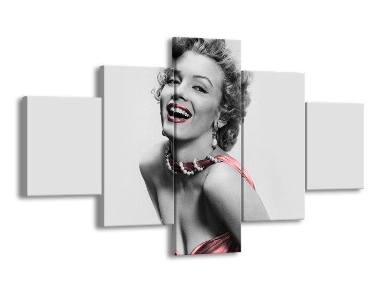 Glasschilderij Marilyn Monroe | Grijs, Zwart | 125x70cm 5Luik