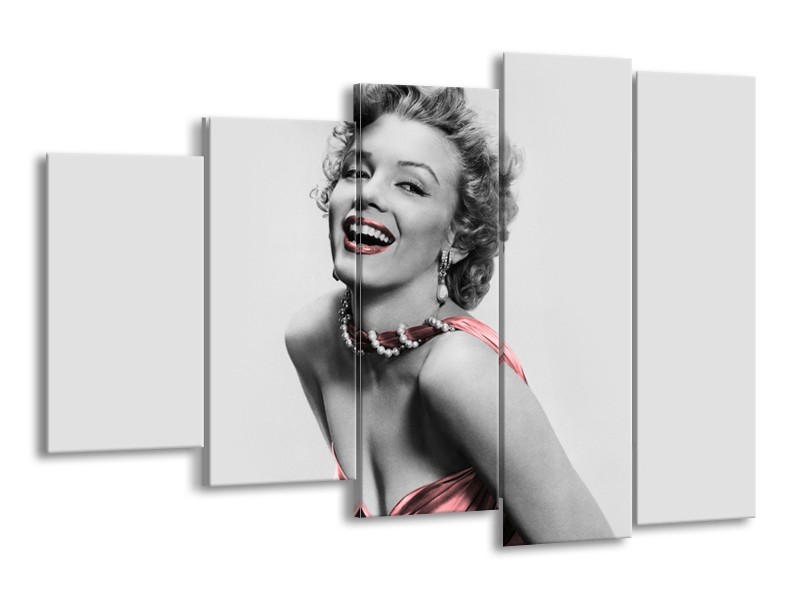 Canvas Schilderij Marilyn Monroe | Grijs, Zwart | 150x100cm 5Luik