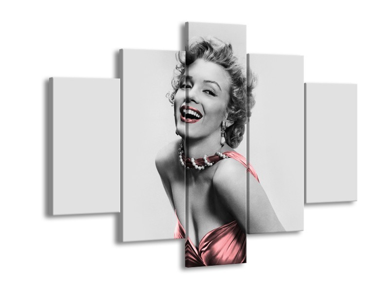 Glasschilderij Marilyn Monroe | Grijs, Zwart | 150x105cm 5Luik