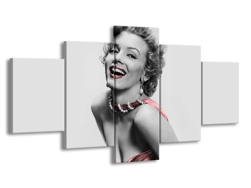 Canvas Schilderij Marilyn Monroe | Grijs, Zwart | 150x80cm 5Luik