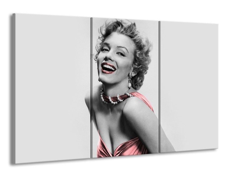 Canvas Schilderij Marilyn Monroe | Grijs, Zwart | 165x100cm 3Luik