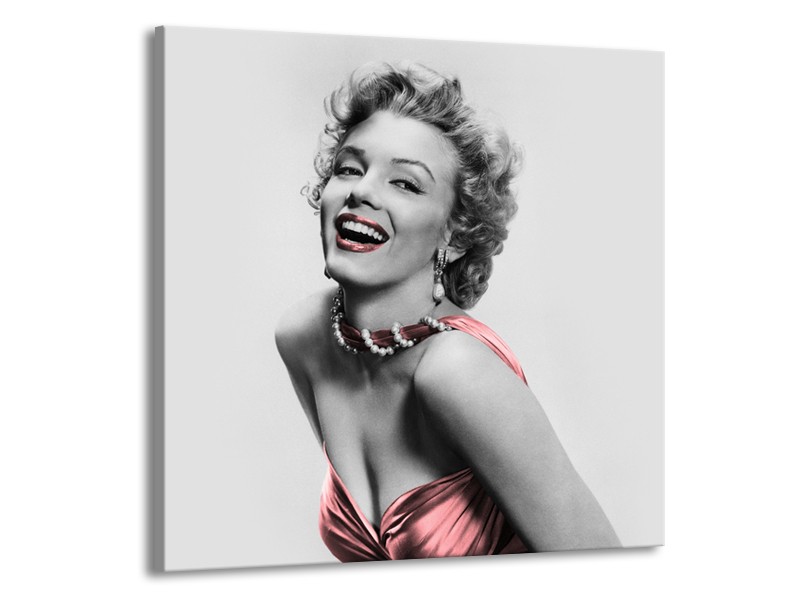 Glasschilderij Marilyn Monroe | Grijs, Zwart | 50x50cm 1Luik