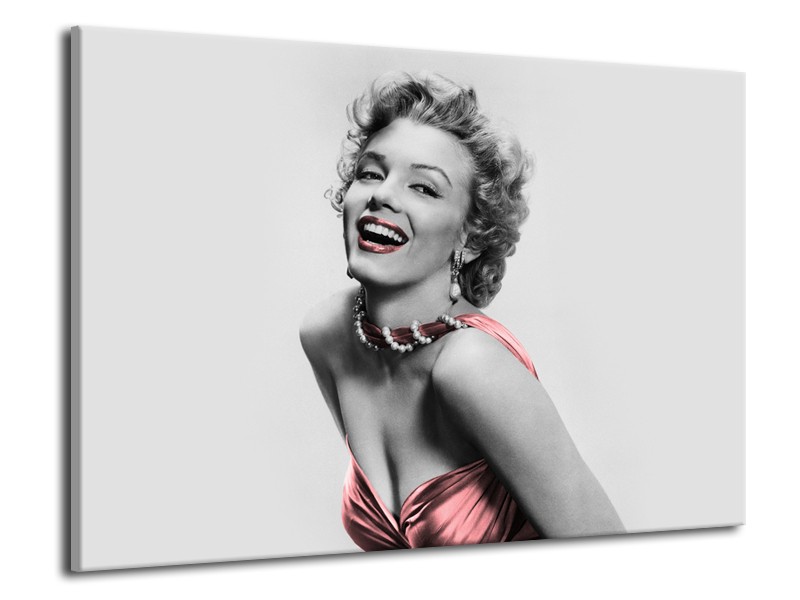 Glasschilderij Marilyn Monroe | Grijs, Zwart | 70x50cm 1Luik