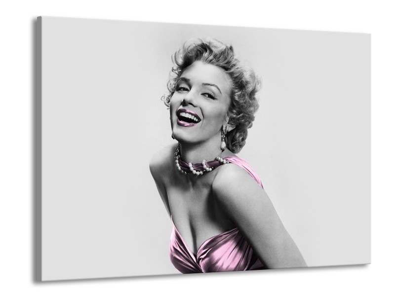 Canvas Schilderij Marilyn Monroe | Grijs, Paars, Zwart | 100x70cm 1Luik