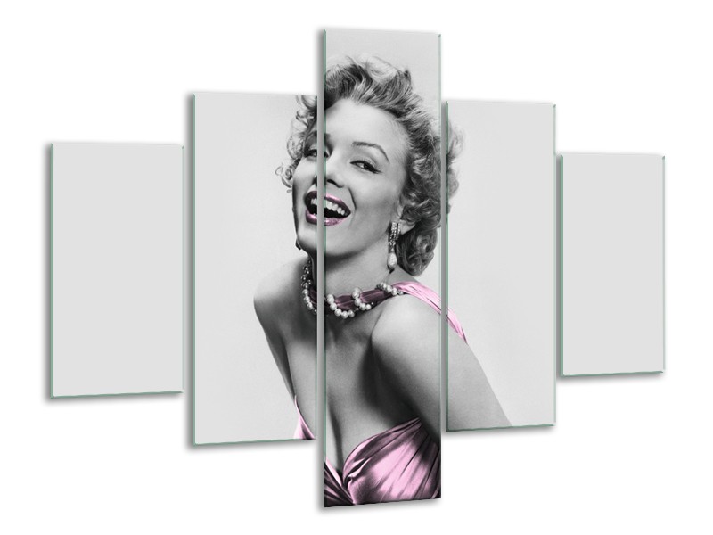 Canvas Schilderij Marilyn Monroe | Grijs, Paars, Zwart | 100x70cm 5Luik