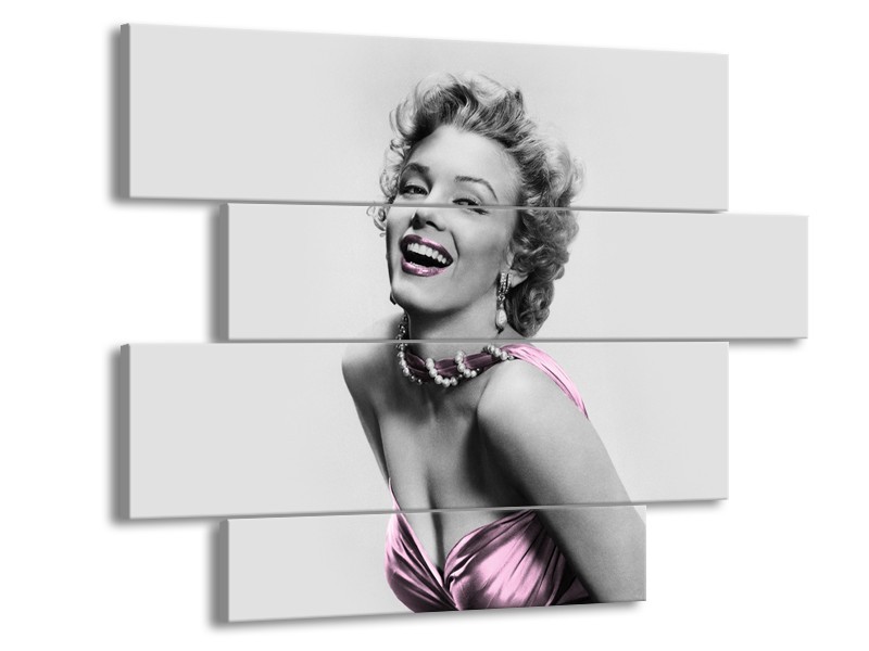 Glasschilderij Marilyn Monroe | Grijs, Paars, Zwart | 115x85cm 4Luik