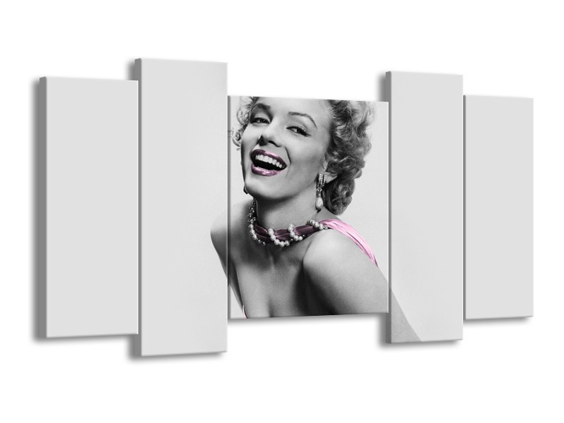 Glasschilderij Marilyn Monroe | Grijs, Paars, Zwart | 120x65cm 5Luik