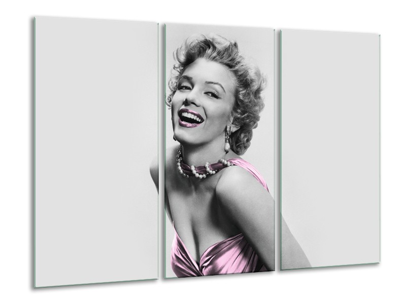 Canvas Schilderij Marilyn Monroe | Grijs, Paars, Zwart | 120x80cm 3Luik