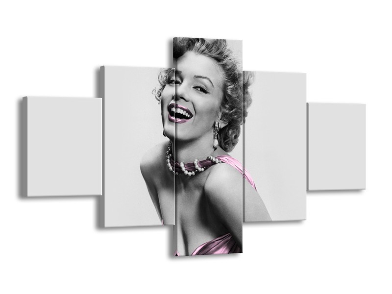 Canvas Schilderij Marilyn Monroe | Grijs, Paars, Zwart | 125x70cm 5Luik