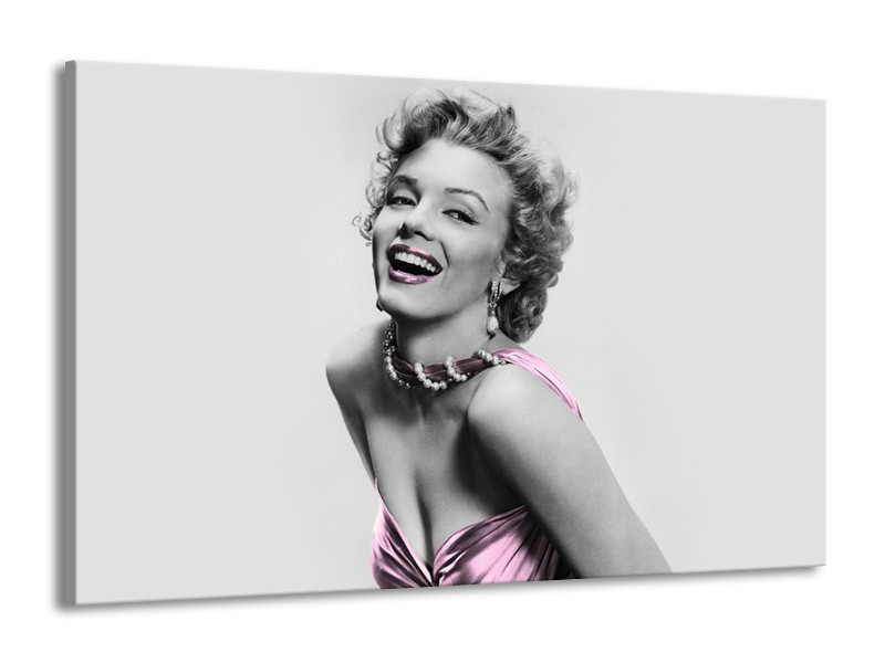 Canvas Schilderij Marilyn Monroe | Grijs, Paars, Zwart | 140x90cm 1Luik
