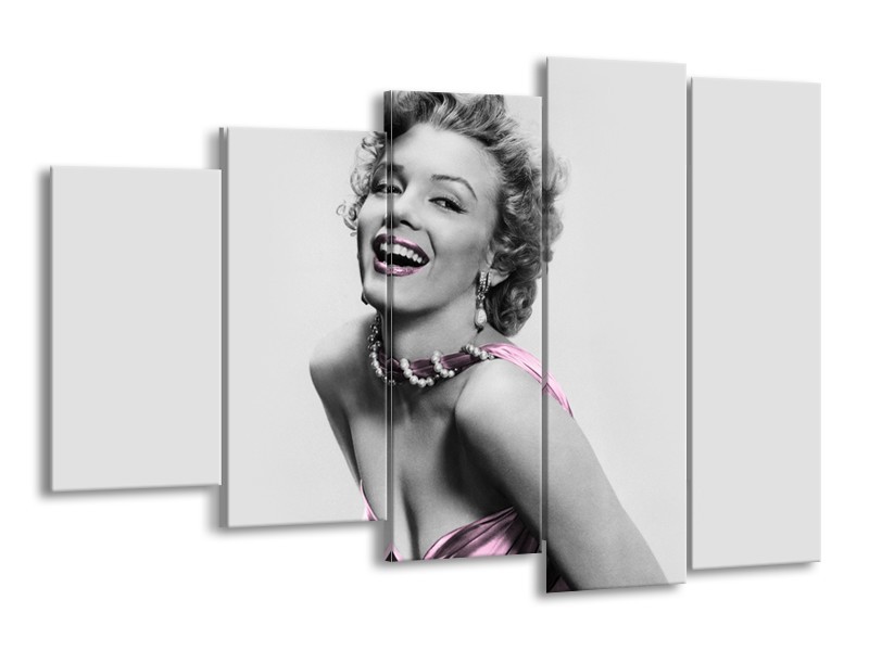 Canvas Schilderij Marilyn Monroe | Grijs, Paars, Zwart | 150x100cm 5Luik