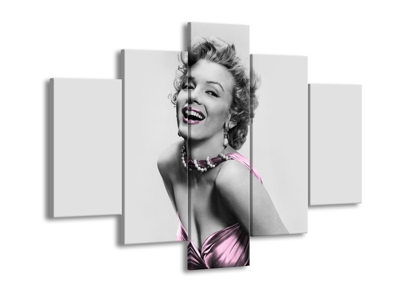 Glasschilderij Marilyn Monroe | Grijs, Paars, Zwart | 150x105cm 5Luik