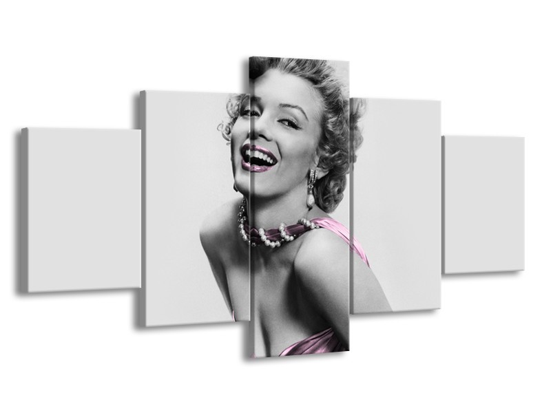 Glasschilderij Marilyn Monroe | Grijs, Paars, Zwart | 150x80cm 5Luik