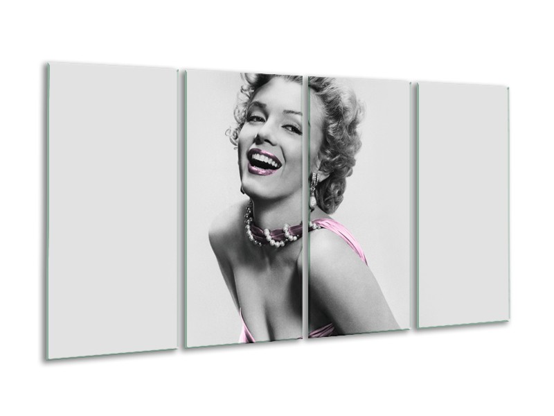 Canvas Schilderij Marilyn Monroe | Grijs, Paars, Zwart | 160x80cm 4Luik