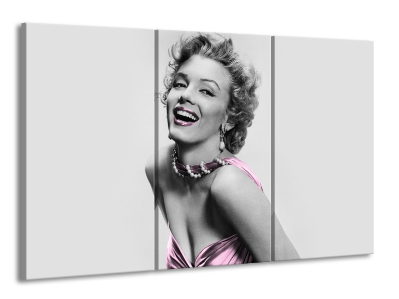 Glasschilderij Marilyn Monroe | Grijs, Paars, Zwart | 165x100cm 3Luik