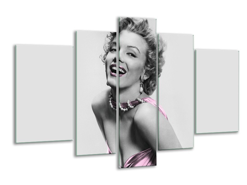 Glasschilderij Marilyn Monroe | Grijs, Paars, Zwart | 170x100cm 5Luik