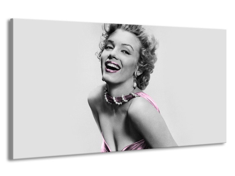 Canvas Schilderij Marilyn Monroe | Grijs, Paars, Zwart | 190x100cm 1Luik