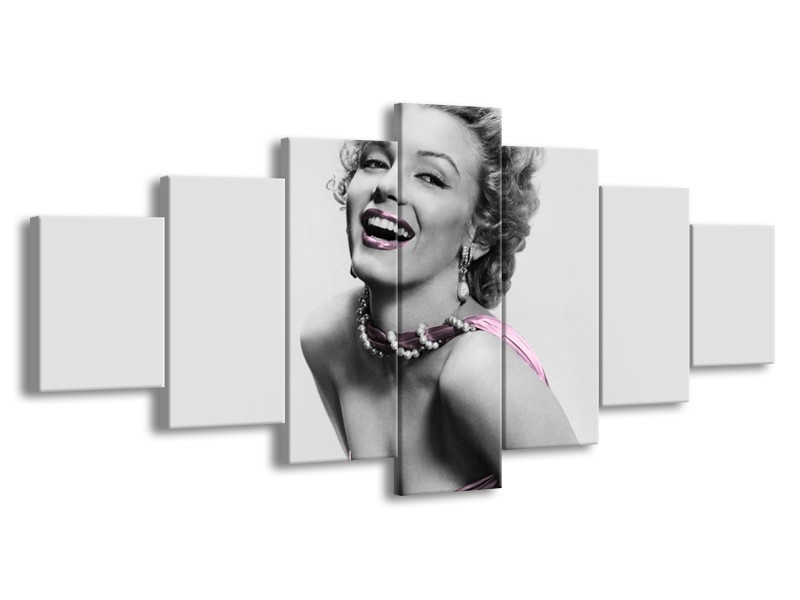 Glasschilderij Marilyn Monroe | Grijs, Paars, Zwart | 210x100cm 7Luik