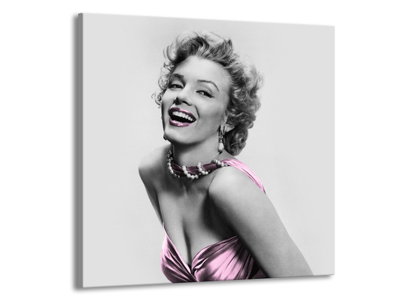 Canvas Schilderij Marilyn Monroe | Grijs, Paars, Zwart | 50x50cm 1Luik