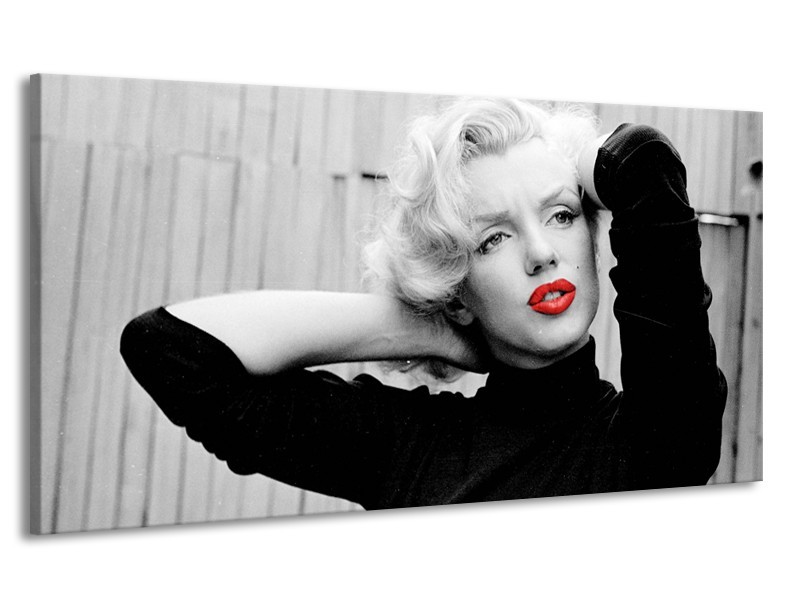 Canvas Schilderij Marilyn Monroe | Grijs, Zwart, Rood | 170x90cm 1Luik