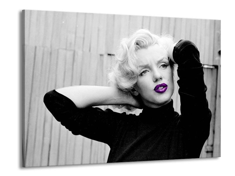 Canvas Schilderij Marilyn Monroe | Grijs, Zwart, Paars | 100x70cm 1Luik