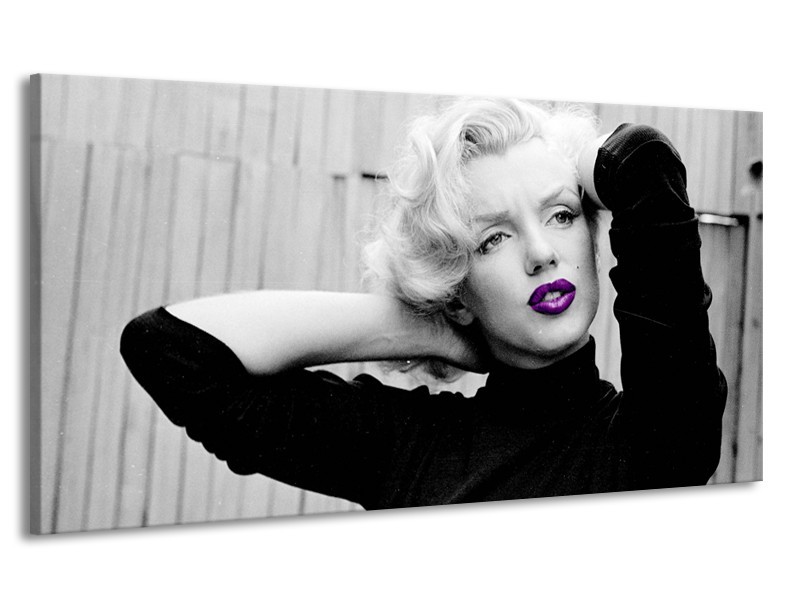 Canvas Schilderij Marilyn Monroe | Grijs, Zwart, Paars | 170x90cm 1Luik