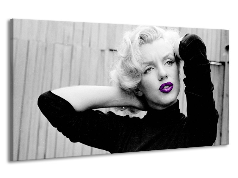 Canvas Schilderij Marilyn Monroe | Grijs, Zwart, Paars | 190x100cm 1Luik