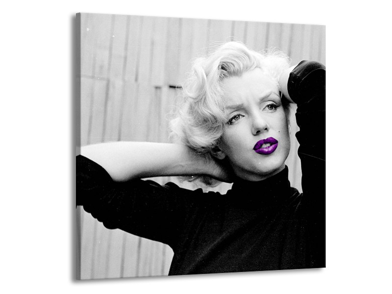 Glasschilderij Marilyn Monroe | Grijs, Zwart, Paars | 50x50cm 1Luik