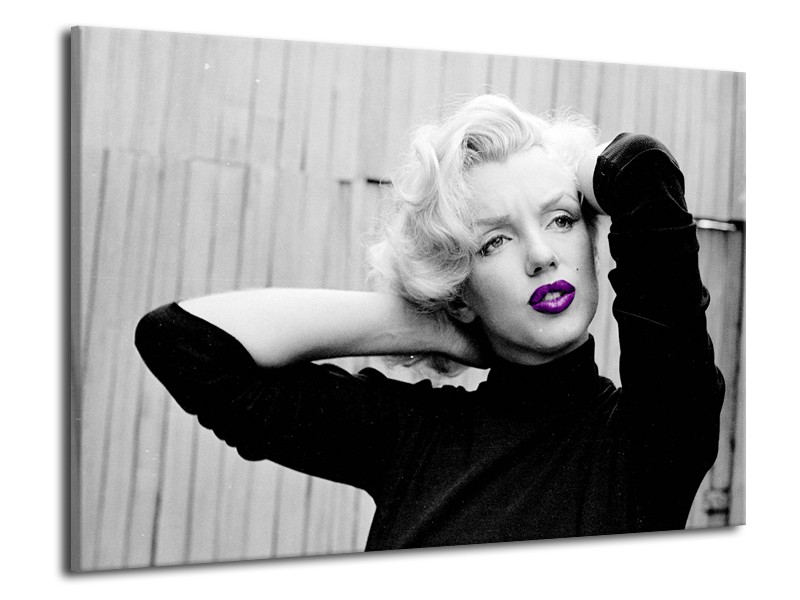 Glasschilderij Marilyn Monroe | Grijs, Zwart, Paars | 70x50cm 1Luik