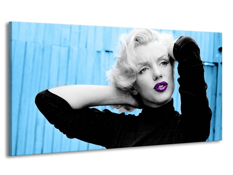 Canvas Schilderij Marilyn Monroe | Blauw, Zwart, Paars | 170x90cm 1Luik