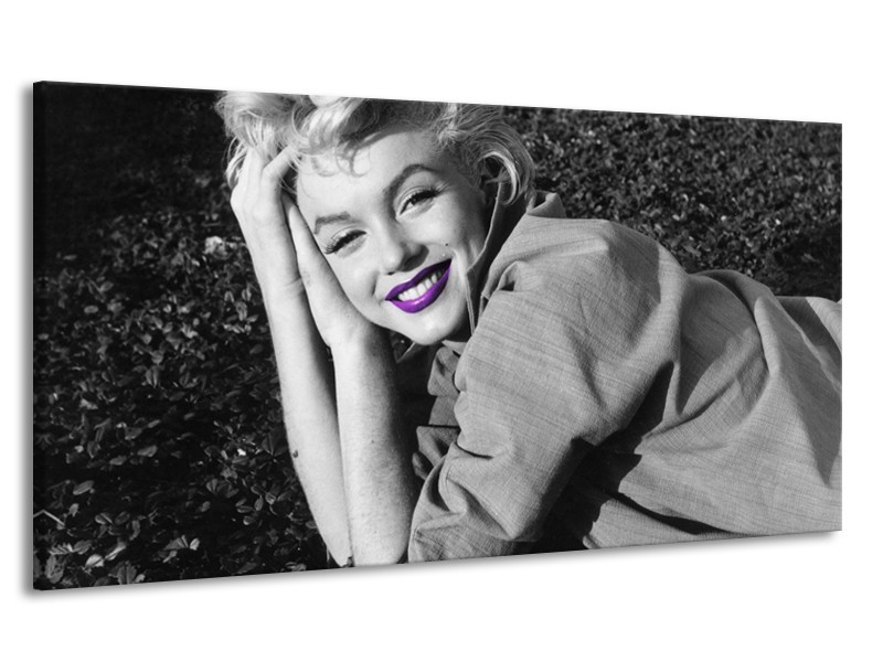 Canvas Schilderij Marilyn Monroe | Grijs, Zwart, Paars | 170x90cm 1Luik