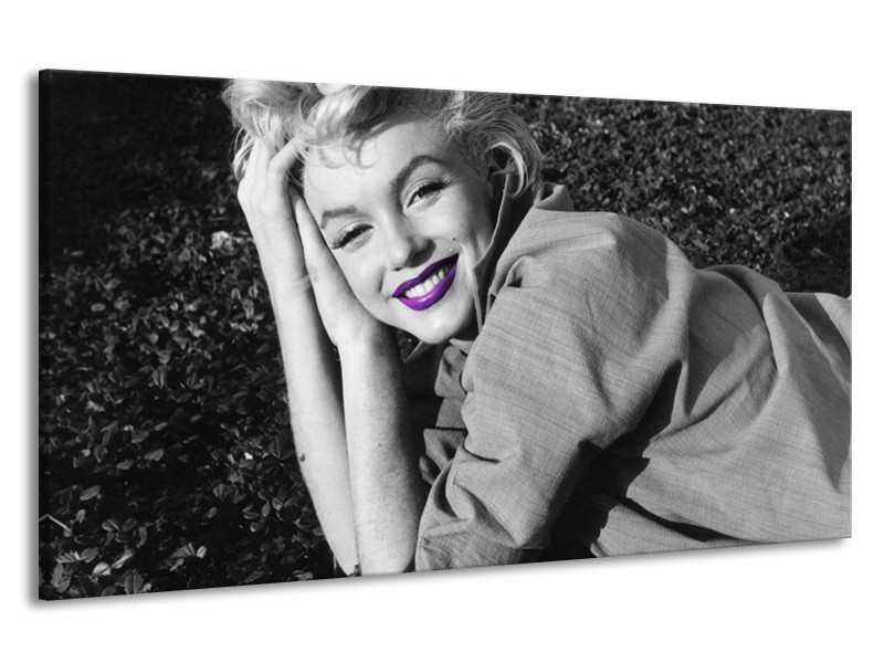 Canvas Schilderij Marilyn Monroe | Grijs, Zwart, Paars | 190x100cm 1Luik