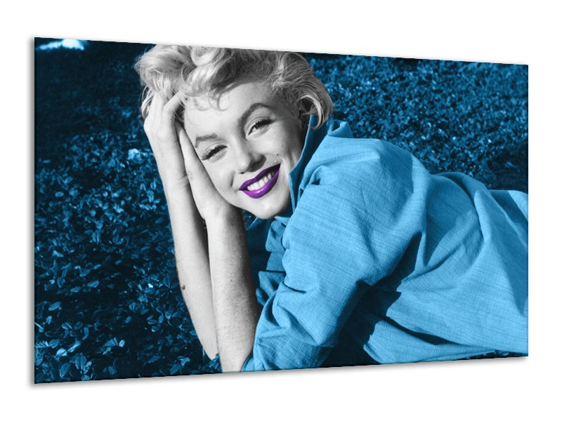 Canvas Schilderij Marilyn Monroe | Blauw, Paars, Grijs | 120x70cm 1Luik