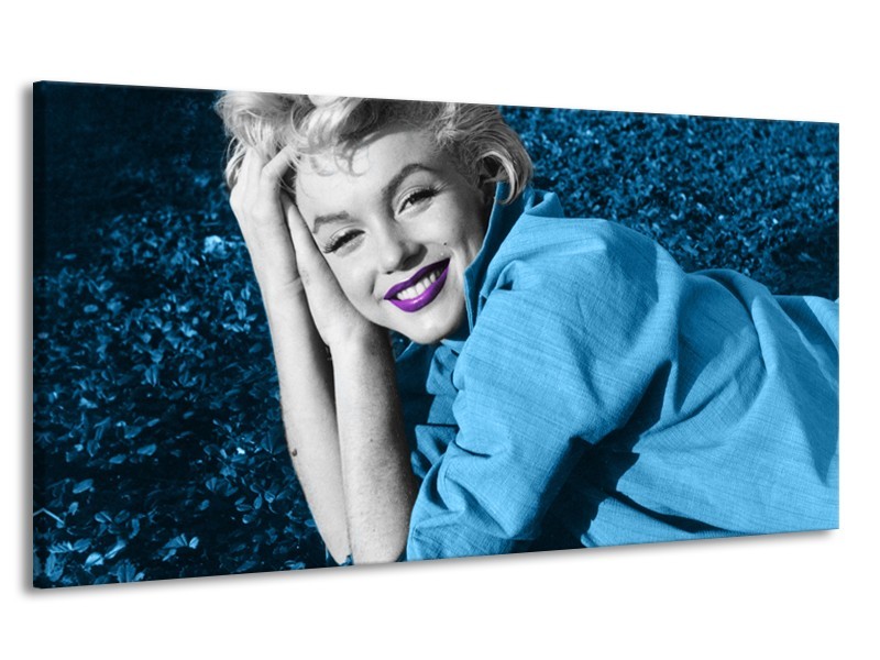 Canvas Schilderij Marilyn Monroe | Blauw, Paars, Grijs | 170x90cm 1Luik