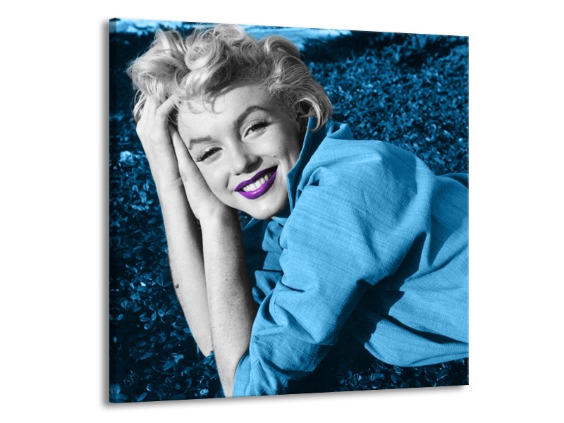 Canvas Schilderij Marilyn Monroe | Blauw, Paars, Grijs | 50x50cm 1Luik