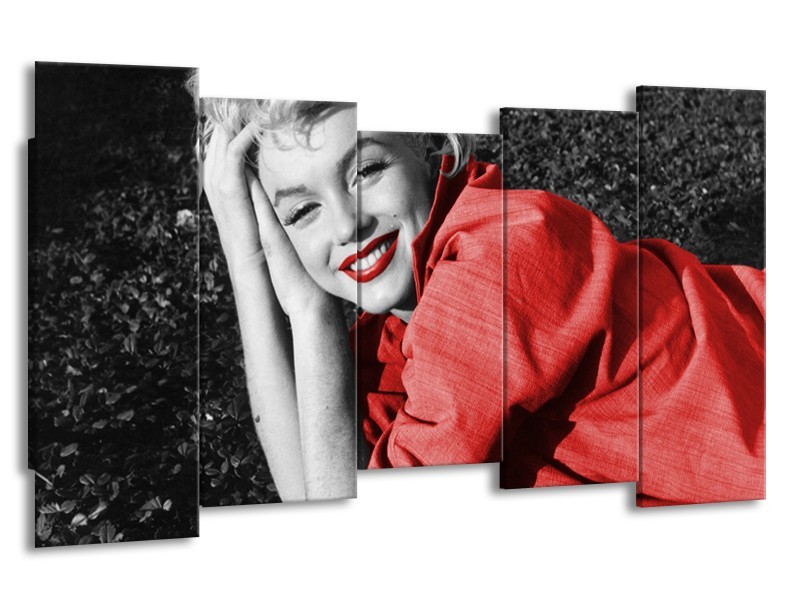 Glasschilderij Marilyn Monroe | Zwart, Rood, Grijs | 150x80cm 5Luik