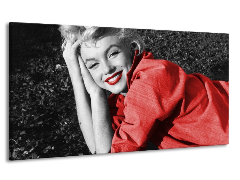 Canvas Schilderij Marilyn Monroe | Zwart, Rood, Grijs | 170x90cm 1Luik
