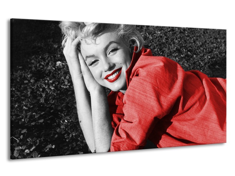 Canvas Schilderij Marilyn Monroe | Zwart, Rood, Grijs | 190x100cm 1Luik